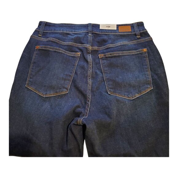 NWT JUDY BLUE SZ 14W High Waist Handsand Skinny 5 Pocket Distressed Blue Jeans - Picture 9 of 16